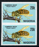 Nigeria 1986 Insects 20k (Wasp) in unmounted mint imperf pair SG 529var