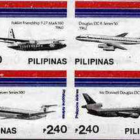 Philippines 1986 45th Airline Anniversary imperf se-tenant block of 4 x 2p40 on ungummed wmk'd paper, as SG 1951-54