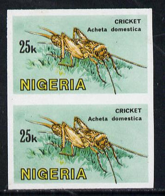 Nigeria 1986 Cricket 25k in unmounted mint imperf pair SG 530var