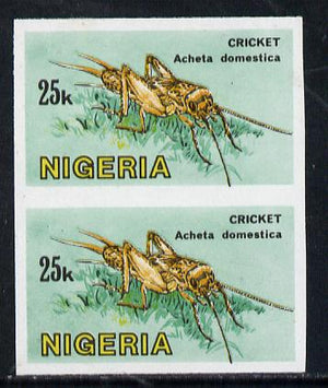 Nigeria 1986 Cricket 25k in unmounted mint imperf pair SG 530var