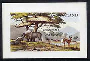 Nagaland 1972 African Wild Animals imperf souvenir sheet (1ch value) opt'd CHILDRENS DAY 1973, unmounted mint
