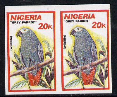 Nigeria 1990 Wildlife - Grey Parrot 20k unmounted mint imperforate pair (as SG 599)*