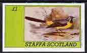 Staffa 1982 Birds #76 (Yellow Wagtail) imperf souvenir sheet (£1 value) unmounted mint