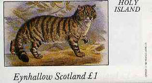 Eynhallow 1982 Animals #08 (Wild Cat) imperf souvenir sheet (£1 value) unmounted mint