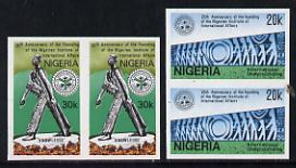 Nigeria 1986 International Affairs 25th Anniversary set of 2 in unmounted mint imperf pairs (as SG 537-8)*