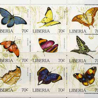 Liberia 1996 Butterflies unmounted mint sheetlet containing complete set of 9 values