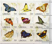Liberia 1996 Butterflies unmounted mint sheetlet containing complete set of 9 values