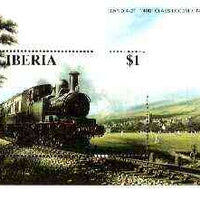 Liberia 1995 Locomotives $1 m/sheet (GWR 0-4-2 1400 Class passing Cricket Match) unmounted mint
