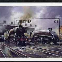 Liberia 1994 Locomotives $1 m/sheet (ER Pacifics A3 60044 Melton & A4 60017 Silver Fox) unmounted mint