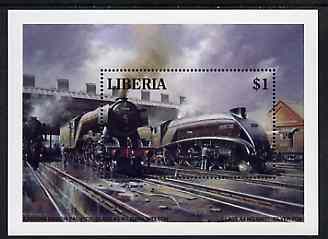 Liberia 1994 Locomotives $1 m/sheet (ER Pacifics A3 60044 Melton & A4 60017 Silver Fox) unmounted mint
