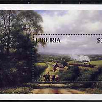 Liberia 1994 Locomotives $1 m/sheet (GWR 0-6-0 Pannier Tank Loco in rural setting) unmounted mint