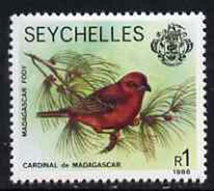 Seychelles 1981-91 Red Fody 1r from def set unmounted mint, SG 487