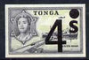 Tonga 1969 Surcharged 4s on 8d (Freighter Matua) unmounted mint imperf, SG 276