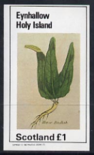 Eynhallow 1982 Vegetables (Horse Raddish) imperf souvenir sheet (£1 value) unmounted mint