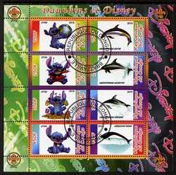 Congo 2010 Disney & Dolphins perf sheetlet containing 8 values with Scout Logo fine cto used