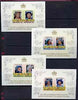 Montserrat 1985 Life & Times of HM Queen Mother the set of 8 (4 se-tenant pairs) each pair in Cromalin (plastic coated proof) deluxe sheet format with silver & gold surround from the Printer's archives (4 Cromalins)