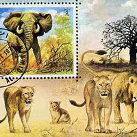Umm Al Qiwain 1971 Animals imperf m/sheet (Elephant and Lions) cto used Mi BL 34B