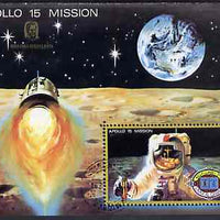 Umm Al Qiwain 1972 Apollo 15 imperf m/sheet (Astronaut & Moon surface) opt'd for Anniversary of Kepler's Birth, cto used, Mi BL 43B