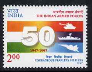 India 1997 50th Anniversary of Indian Armed Forces, unmounted mint SG 1762*