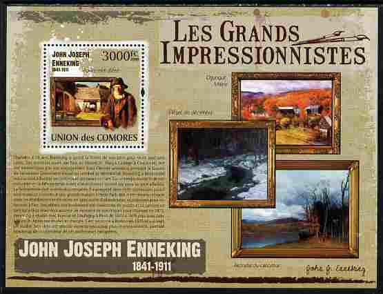 Comoro Islands 2009 The Impressionists - John Joseph Enneking perf souvenir sheet unmounted mint