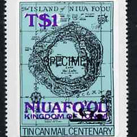 Tonga - Niuafo'ou 1983 Map 1p on 2p self-adhesive opt'd SPECIMEN, as SG 15 unmounted mint