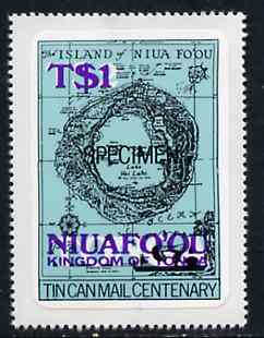 Tonga - Niuafo'ou 1983 Map 1p on 2p self-adhesive opt'd SPECIMEN, as SG 15 unmounted mint