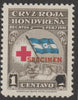 Honduras 1945 Obligatory Tax - Red Cross 1c brown, blue & red unmounted mint optd SPECIMEN with security punch hole (ex ABN Co archives) SG 456*