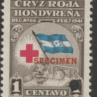 Honduras 1945 Obligatory Tax - Red Cross 1c brown, blue & red unmounted mint optd SPECIMEN with security punch hole (ex ABN Co archives) SG 456*