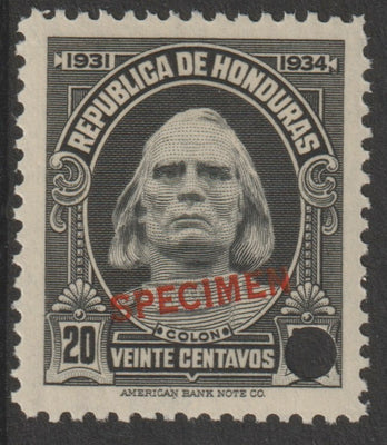 Honduras 1931 Columbus 20c unmounted mint optd SPECIMEN (13mm x 2mm) with security punch hole (ex ABN Co archives) SG 325