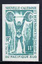 New Caledonia 1971 South Pacific Games 11f Weight Lifting unmounted mint imperf colour trial proof (several different combinations available but price is for ONE) as SG 488
