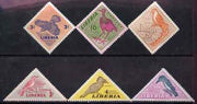 Liberia 1953 Birds perf set of 6 (Triangular & Diamond shaped) unmounted mint SG 735-40