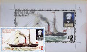 Eynhallow 1979 Rowland Hill (Ships - Sirius 1837) - Original artwork for deluxe sheet (£2 value) comprising coloured illustration on board (165 mm x 95 mm) with overlay, plus issued label