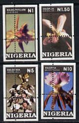 Nigeria 1993 Orchids set of 4 values each grossly mis-perforated (stamps are quartered) unmounted mint*
