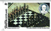 Staffa 1980 Chess Pieces (75th Anniversary of Rotary International) - original composite artwork for 18p value comprising photograph of main design (Venetian Chesspieces), inset of Paul Harris, plus overlay with value and inscript……Details Below