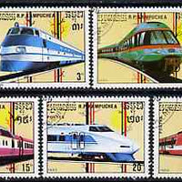 Kampuchea 1989 Trams & Trains complete set of 7 fine cto used, SG 960-66*