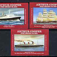 Match Box Labels - Ships set of 3 (QE2, Queen Mary & Cutty Sark) from 'Speed Through The Ages' set of 18, superb unused condition (Arthur Cooper Series)