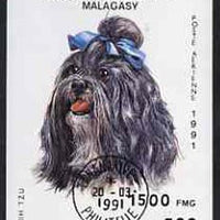 Malagasy Republic 1991 Dogs imperf m/sheet (Shihtzu) cto used, SG MS 861, Mi BL 157