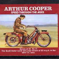 Match Box Labels - 1914 Scott Motorcycle from 'Speed Through The Ages' set of 18, superb unused condition (Arthur Cooper Series)
