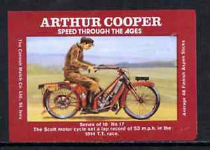 Match Box Labels - 1914 Scott Motorcycle from 'Speed Through The Ages' set of 18, superb unused condition (Arthur Cooper Series)