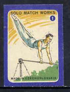 Match Box Labels - High Bar (No.1 from 'Sport' set of 24) very fine unused condition (Czechoslovakian Solo Match Co Series)