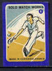 Match Box Labels - Tennis (No.6 from 'Sport' set of 24) very fine unused condition (Czechoslovakian Solo Match Co Series)