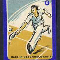 Match Box Labels - Tennis (No.6 from 'Sport' set of 24) very fine unused condition (Czechoslovakian Solo Match Co Series)