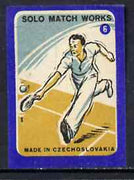 Match Box Labels - Tennis (No.6 from 'Sport' set of 24) very fine unused condition (Czechoslovakian Solo Match Co Series)
