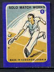 Match Box Labels - Tennis (No.6 from 'Sport' set of 24) very fine unused condition (Czechoslovakian Solo Match Co Series)