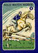 Match Box Labels - Show Jumping (No.8 from 'Sport' set of 24) very fine unused condition (Czechoslovakian Solo Match Co Series)