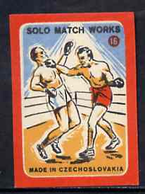 Match Box Labels - Boxing (No.16 from 'Sport' set of 24) very fine unused condition (Czechoslovakian Solo Match Co Series)