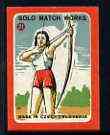 Match Box Labels - Archery (No.21 from 'Sport' set of 24) very fine unused condition (Czechoslovakian Solo Match Co Series)