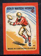 Match Box Labels - American Football (No.23 from 'Sport' set of 24) very fine unused condition (Czechoslovakian Solo Match Co Series)