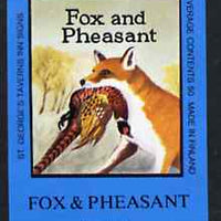 Match Box Labels - Fox & Pheasant (No.2 from a series of 18 Pub signs) dark brown background, very fine unused condition (St George's Taverns)