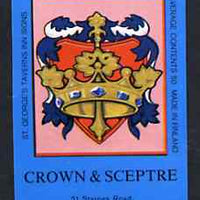 Match Box Labels - Crown & Sceptre (No.7 from a series of 18 Pub signs) dark brown background, very fine unused condition (St George's Taverns)